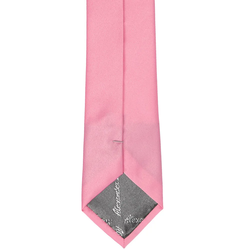 Bubblegum Pink Slim Solid Color Necktie, 2.5" Width sold by TieMart product image thumbnail 4