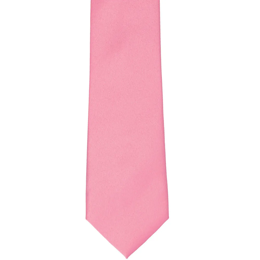 Bubblegum Pink Slim Solid Color Necktie, 2.5" Width sold by TieMart product image thumbnail 2