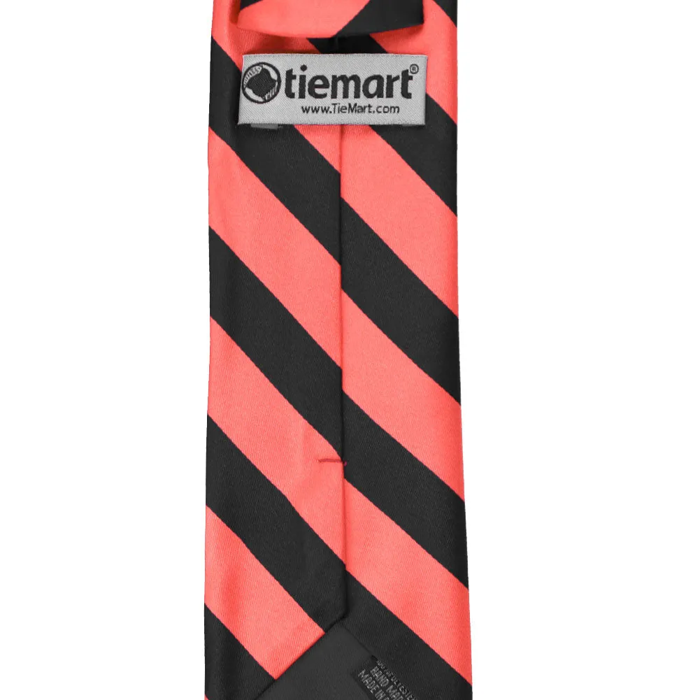 Bright Coral and Black Striped Tie sold by TieMart product image thumbnail 4