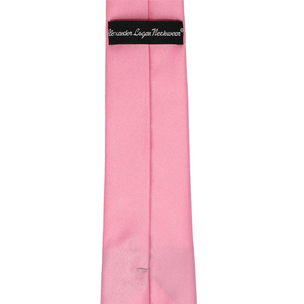 Bubblegum Pink Slim Solid Color Necktie, 2.5" Width sold by TieMart product image thumbnail 3