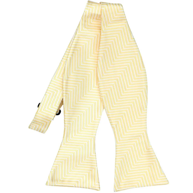 Canary Yellow Kimberly Chevron Striped Self-Tie Bow Tie sold by TieMart