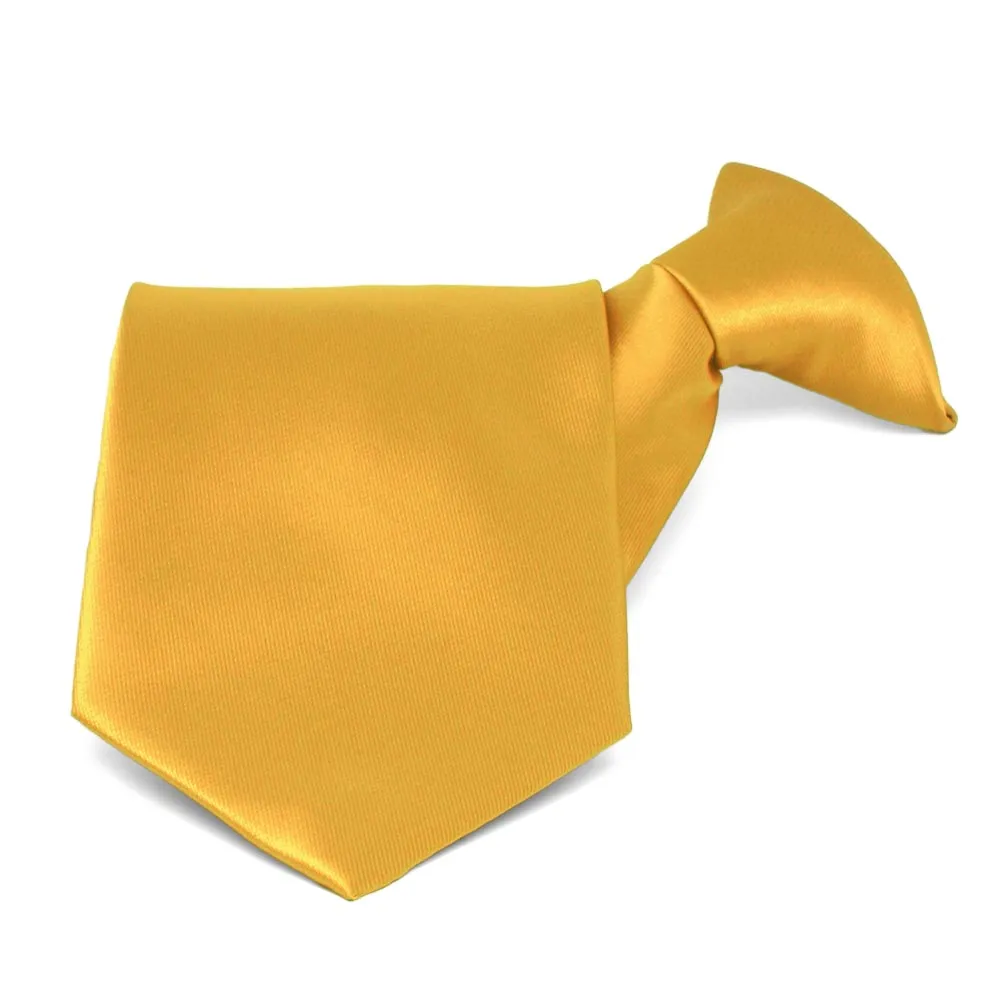 Golden Yellow Solid Color Clip-On Tie sold by TieMart
