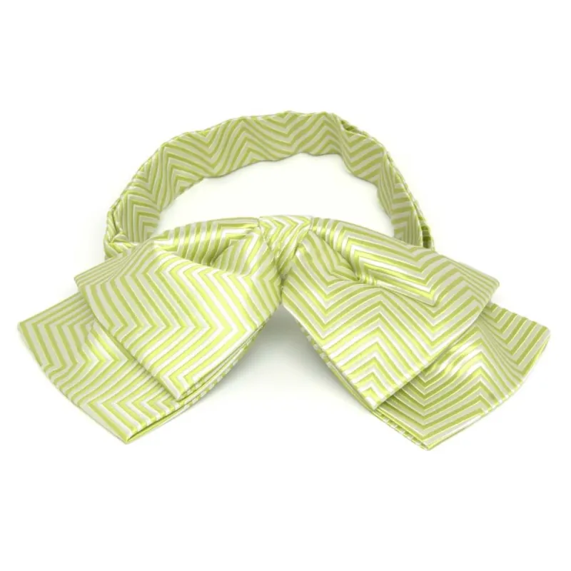 Apple Green Kimberly Chevron Striped Floppy Bow Tie sold by TieMart