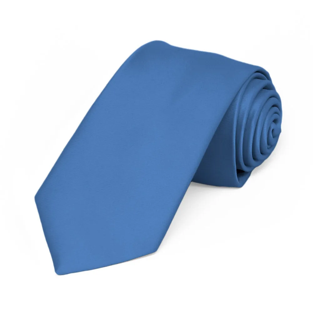 Blue Premium Slim Necktie, 2.5" Width sold by TieMart