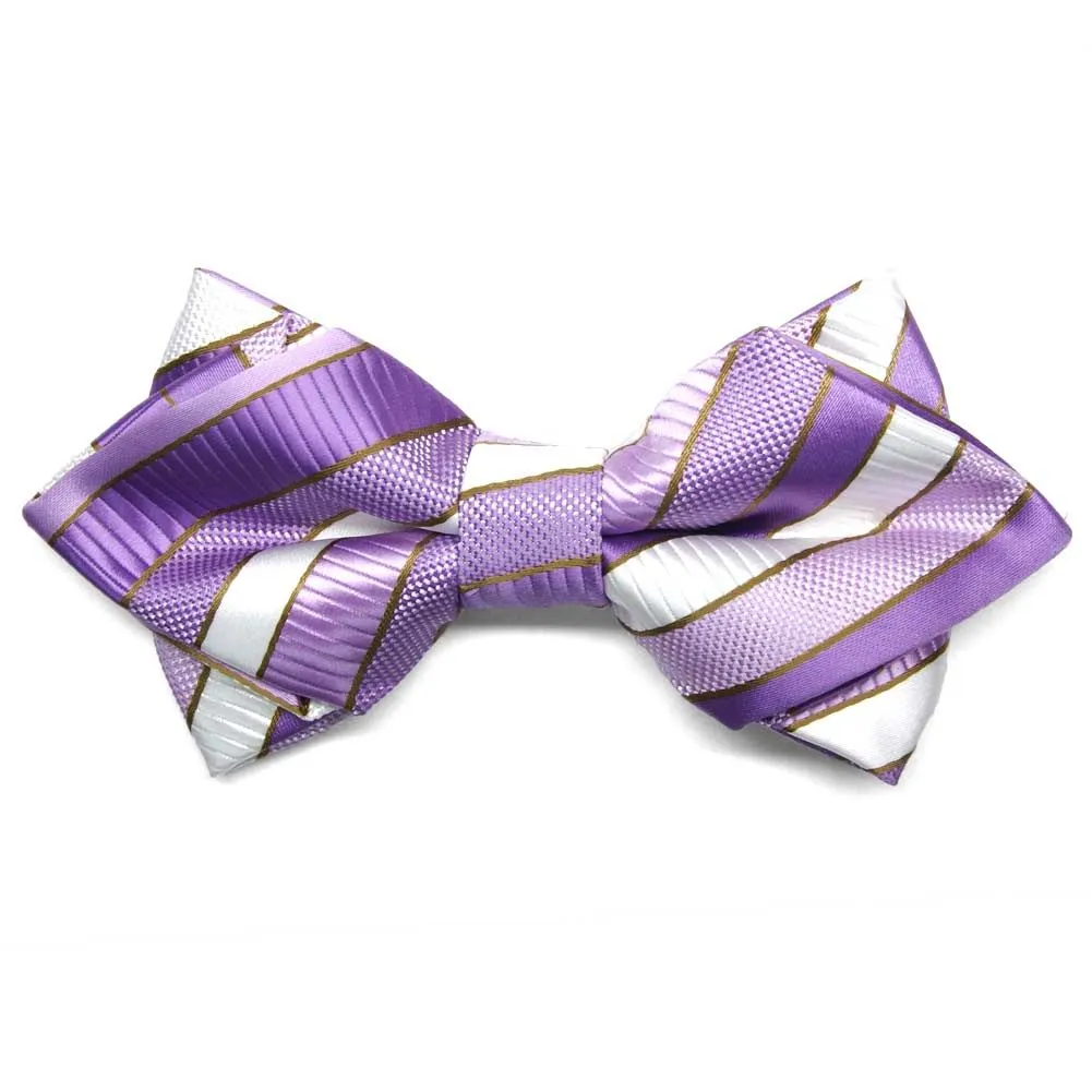 Thistle Purple Douglas Striped Diamond Tip Bow Tie sold by TieMart