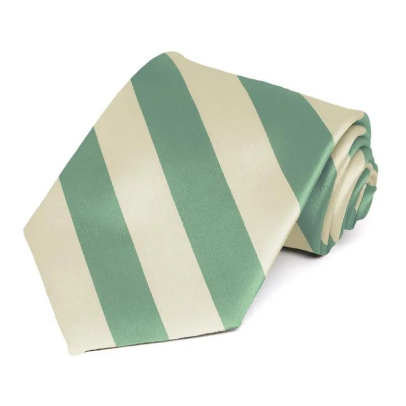 Key Largo Green and Cream Striped Tie sold by TieMart