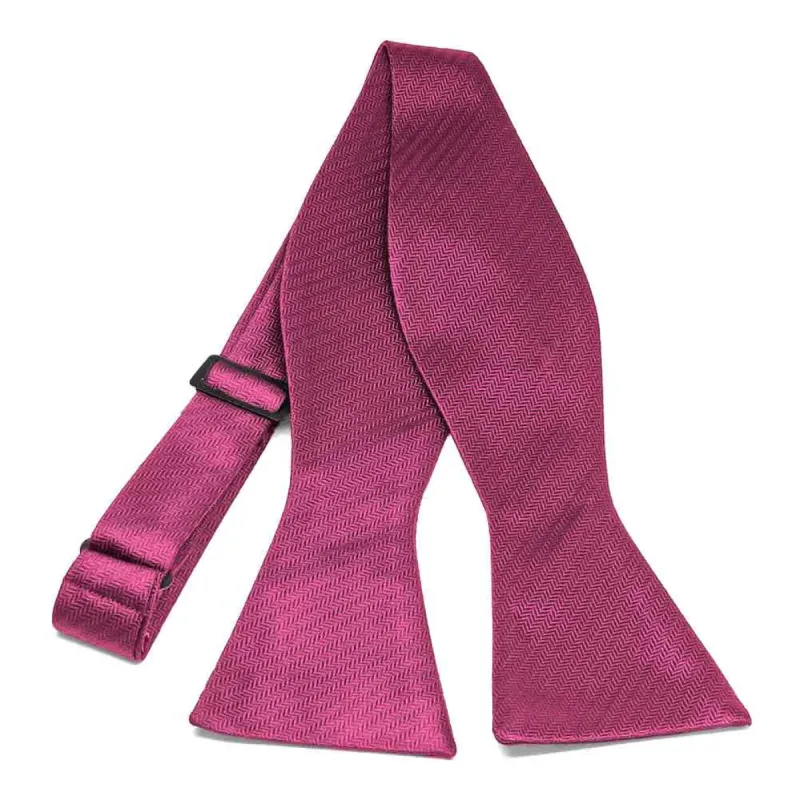 Magenta Herringbone Silk Self-Tie Bow Tie sold by TieMart