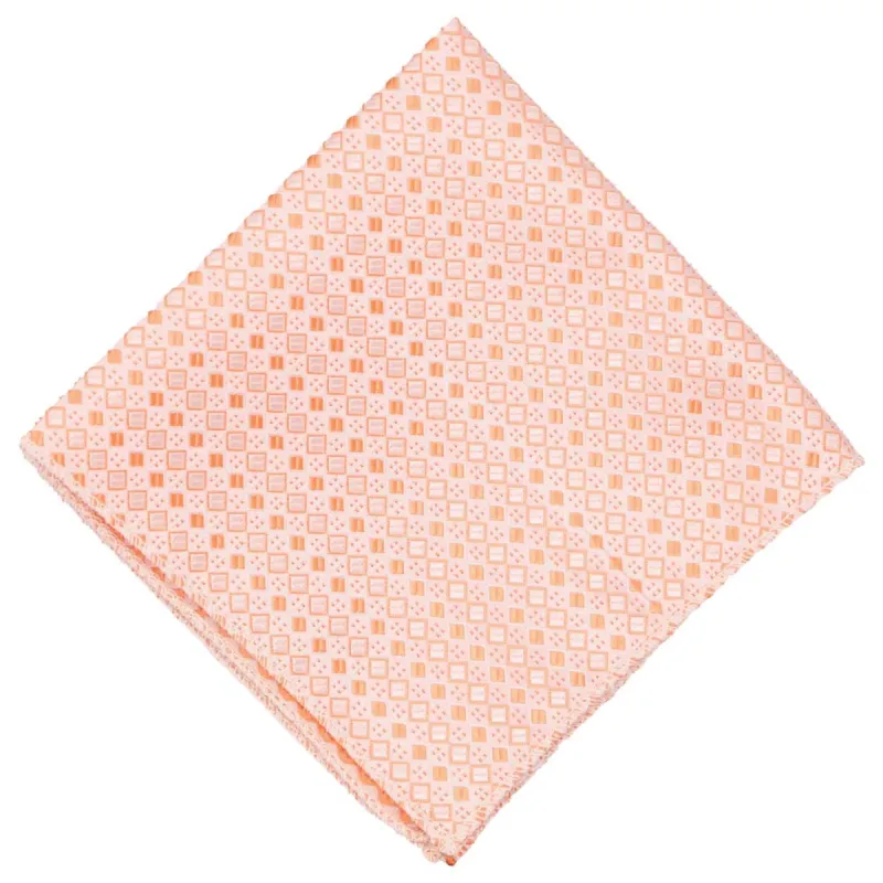 Bright Tangerine Marie Square Pattern Pocket Square sold by TieMart