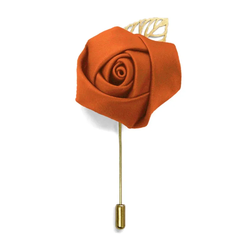 Burnt Orange Premium Flower Lapel Pin sold by TieMart