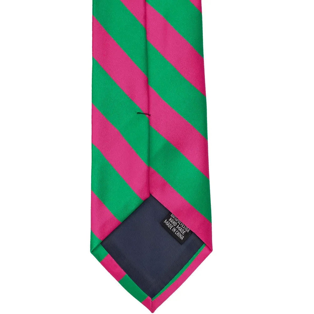Kelly Green and Fuchsia Striped Tie sold by TieMart product image thumbnail 5