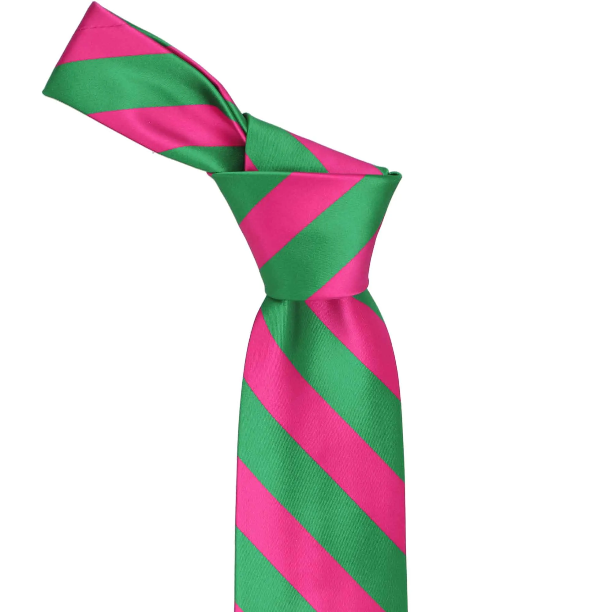 Kelly Green and Fuchsia Striped Tie sold by TieMart product image thumbnail 2
