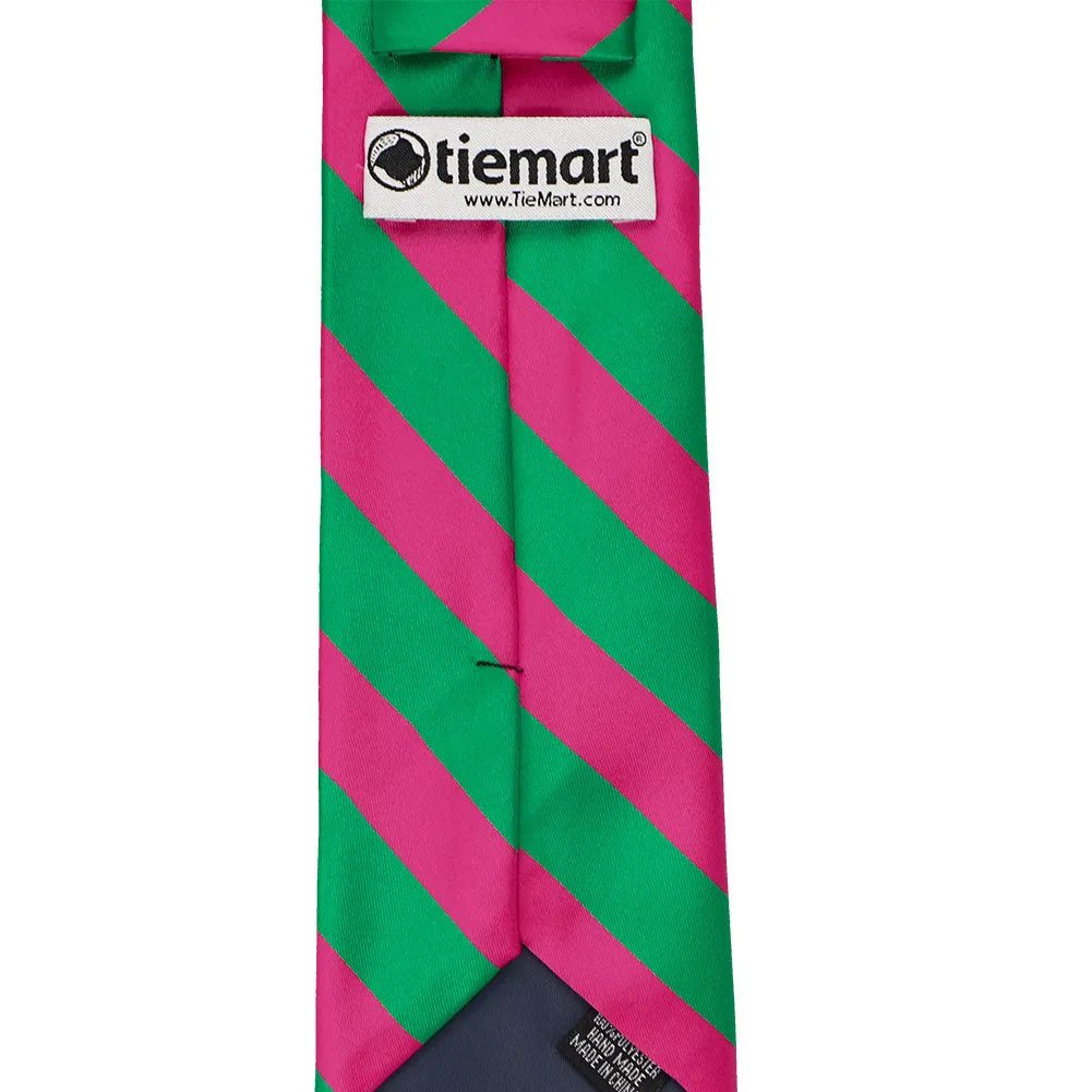 Kelly Green and Fuchsia Striped Tie sold by TieMart product image thumbnail 4