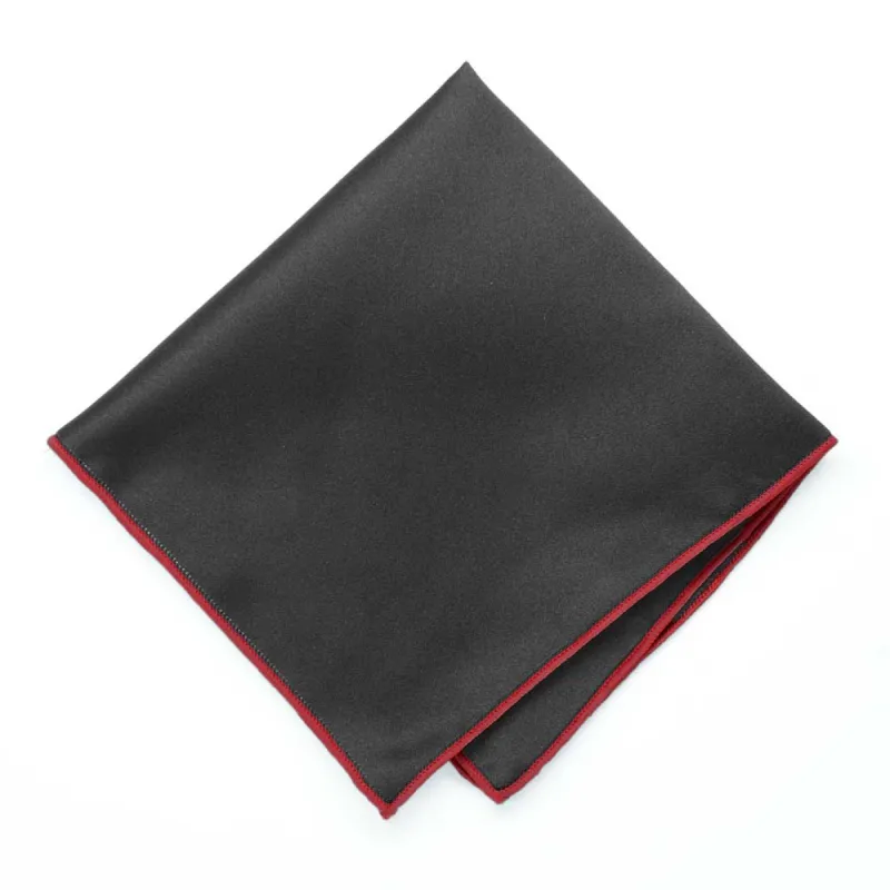 Red Tipped Black Pocket Square sold by TieMart