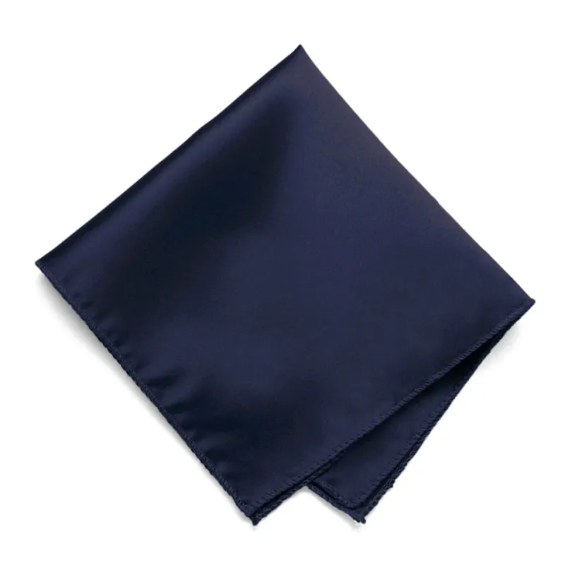 Navy Blue Satin Pocket Square sold by TieMart