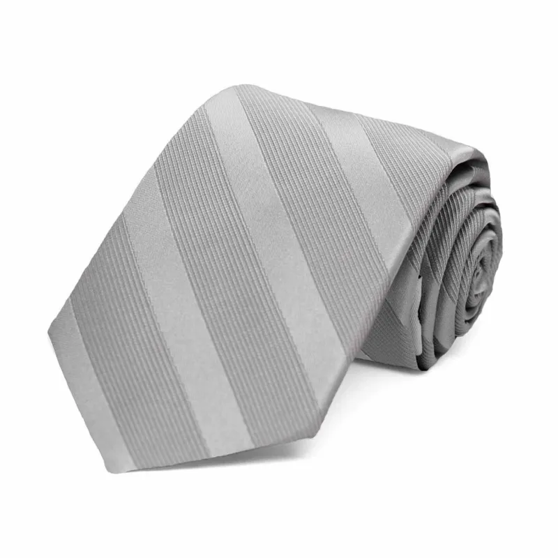 Boys' Silver Elite Striped Tie sold by TieMart