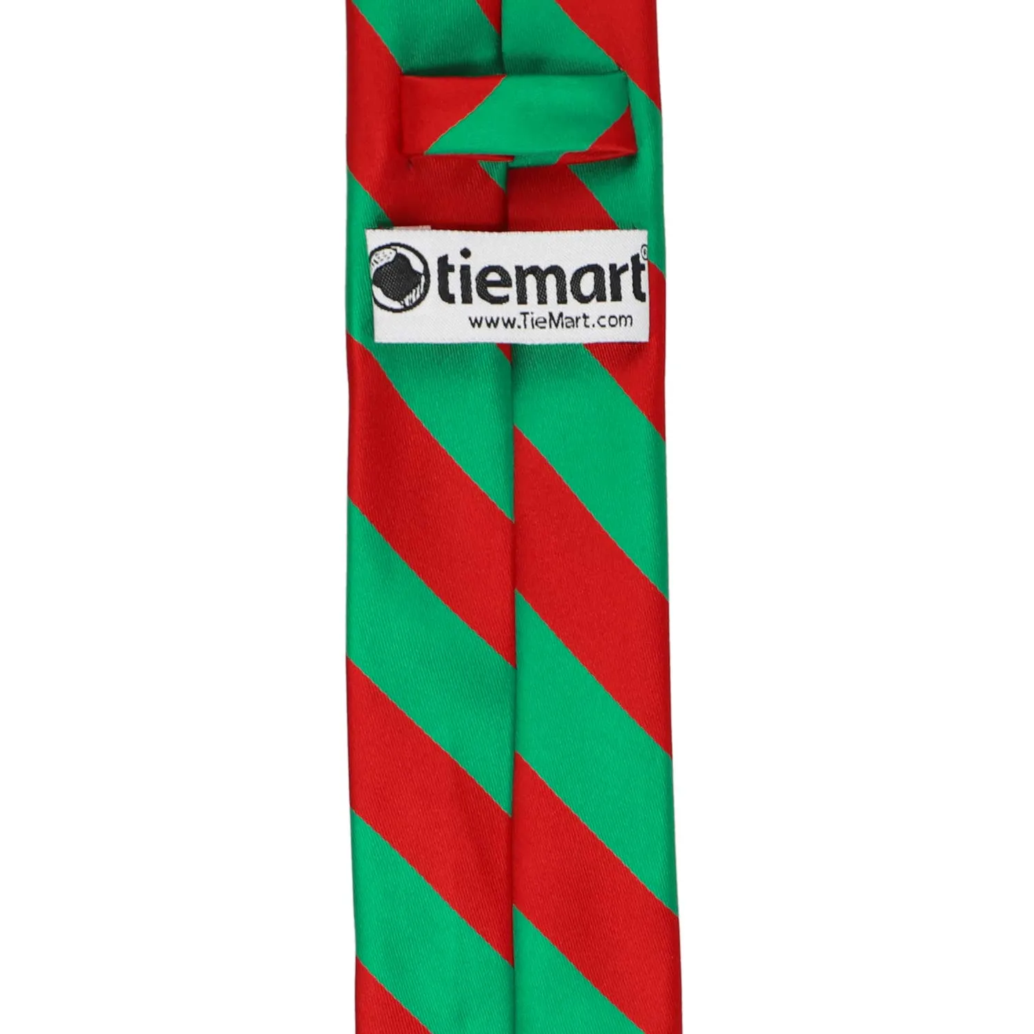 Boys' Red and Green Striped Tie sold by TieMart product image thumbnail 4