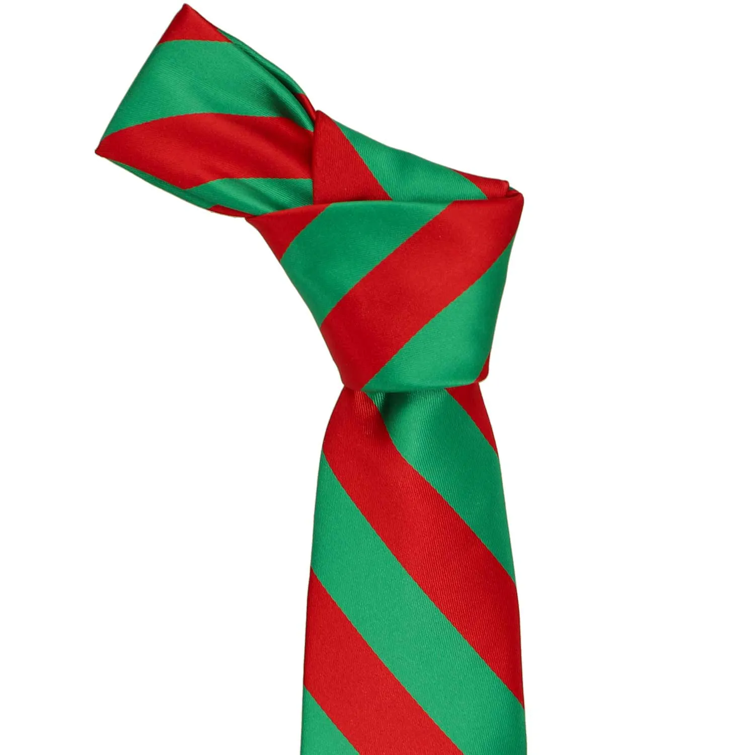 Boys' Red and Green Striped Tie sold by TieMart product image thumbnail 2