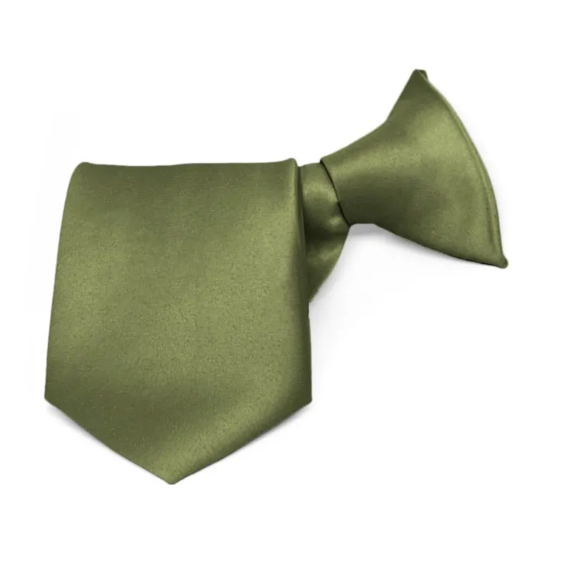 Boys' Moss Green Solid Color Clip-On Tie, 11" Length sold by TieMart