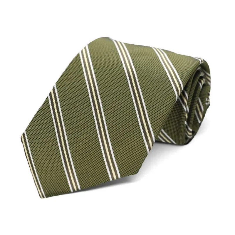 Boys' Moss Green Leroy Striped Necktie sold by TieMart