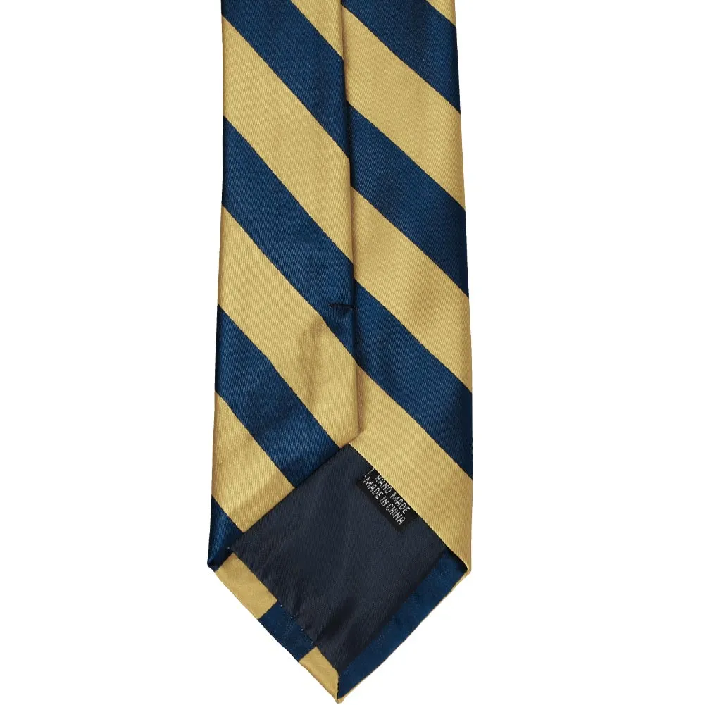 Light Gold and Twilight Blue Extra Long Striped Tie sold by TieMart product image thumbnail 5