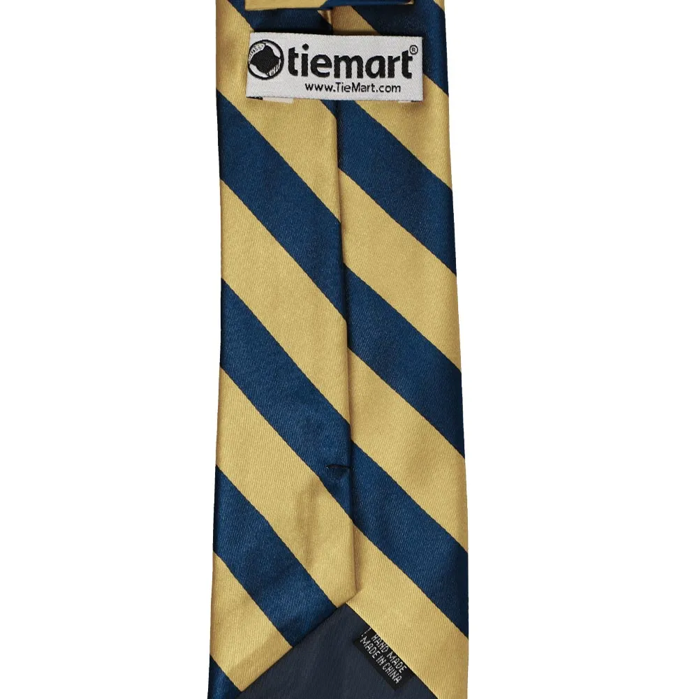 Light Gold and Twilight Blue Extra Long Striped Tie sold by TieMart product image thumbnail 4