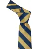 Light Gold and Twilight Blue Extra Long Striped Tie sold by TieMart