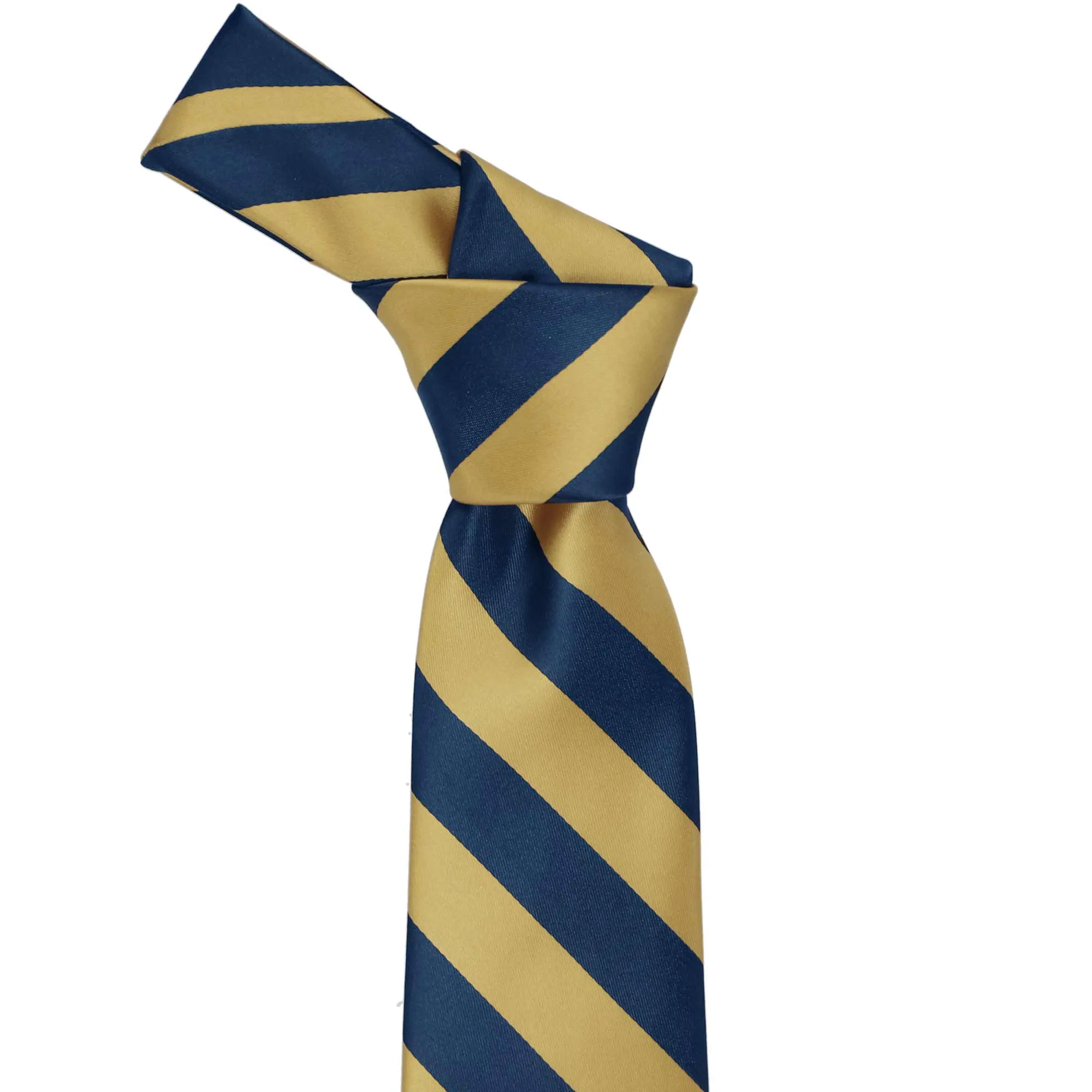 Light Gold and Twilight Blue Extra Long Striped Tie sold by TieMart product image thumbnail 2