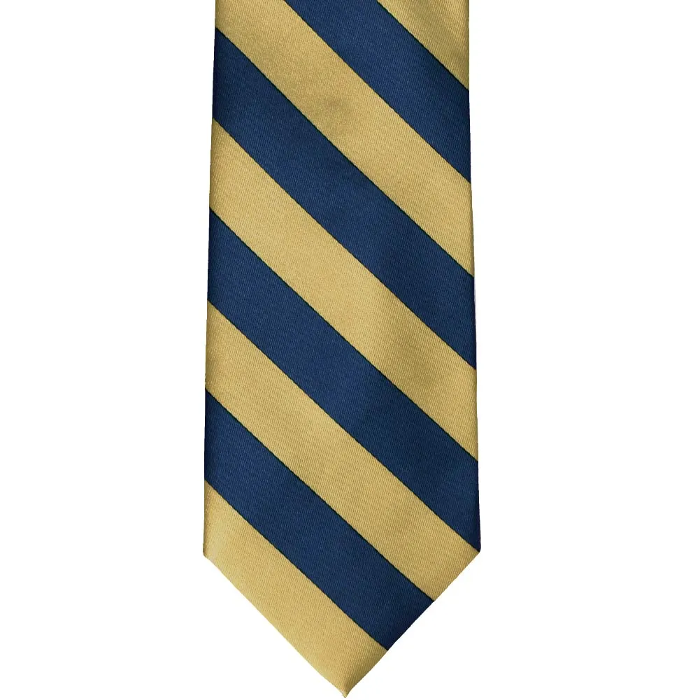Light Gold and Twilight Blue Extra Long Striped Tie sold by TieMart product image thumbnail 3