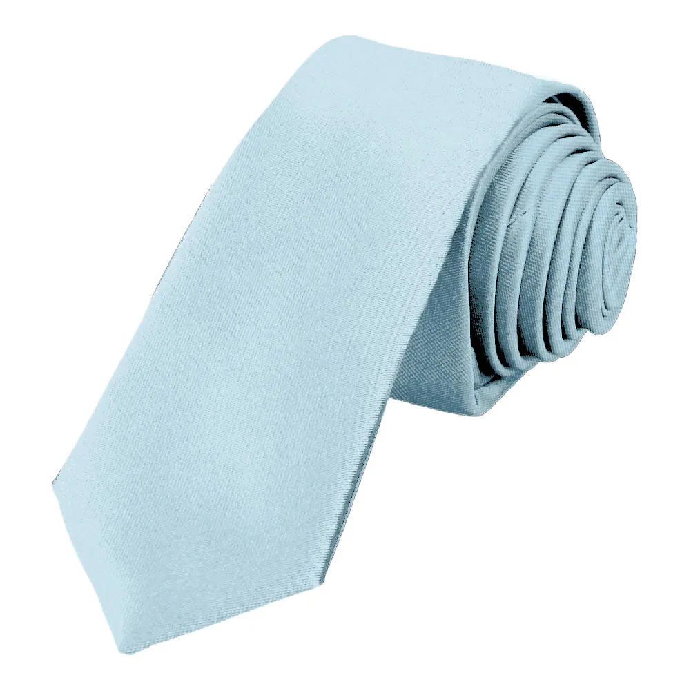 Powder Blue Skinny Solid Color Necktie, 2" Width sold by TieMart