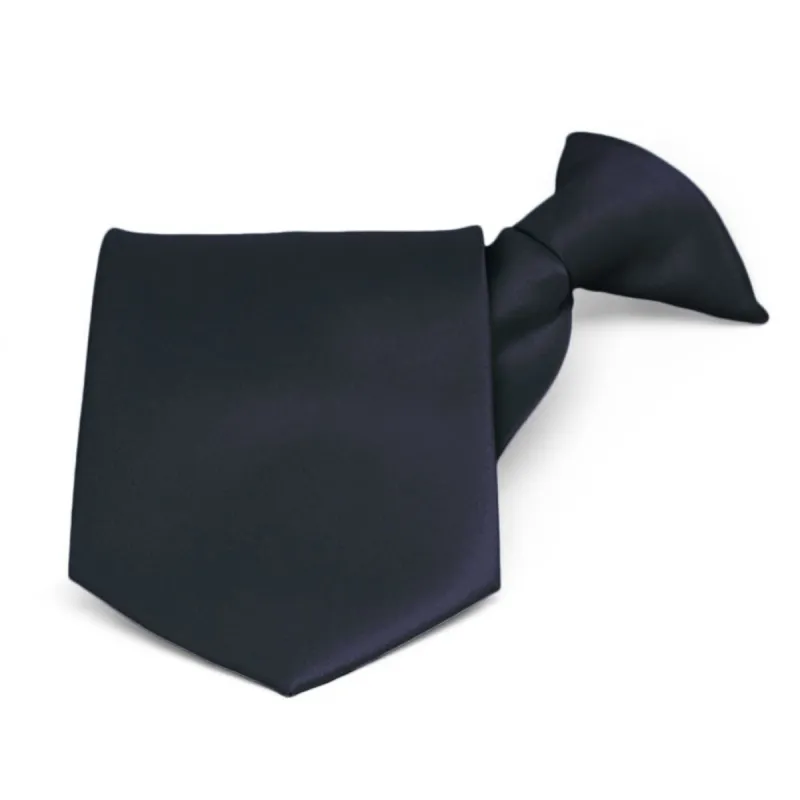 Dark Navy Blue Solid Color Clip-On Tie sold by TieMart
