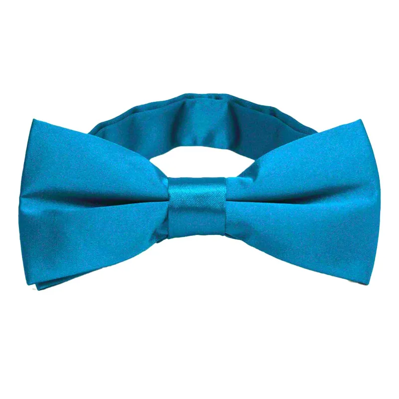 Peacock Blue Band Collar Bow Tie sold by TieMart