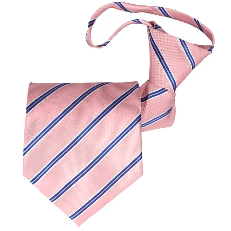 Vintage Pink Melvin Striped Zipper Tie sold by TieMart