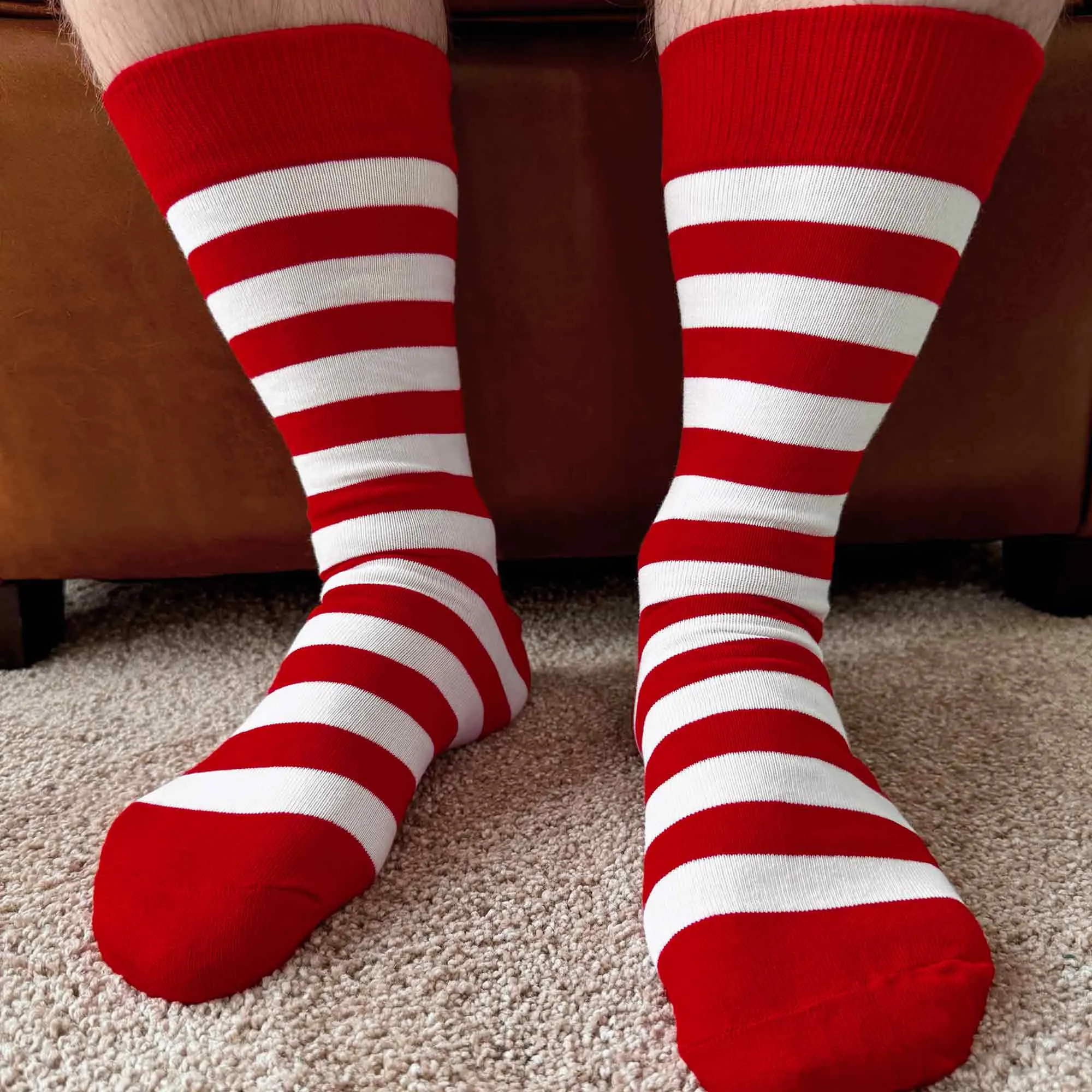 Men's Red and White Striped Socks sold by TieMart product image thumbnail 4