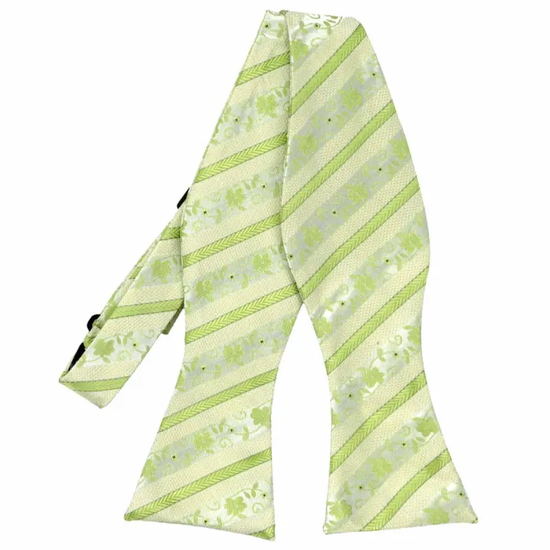 Apple Green Anna Floral Striped Self-Tie Bow Tie sold by TieMart