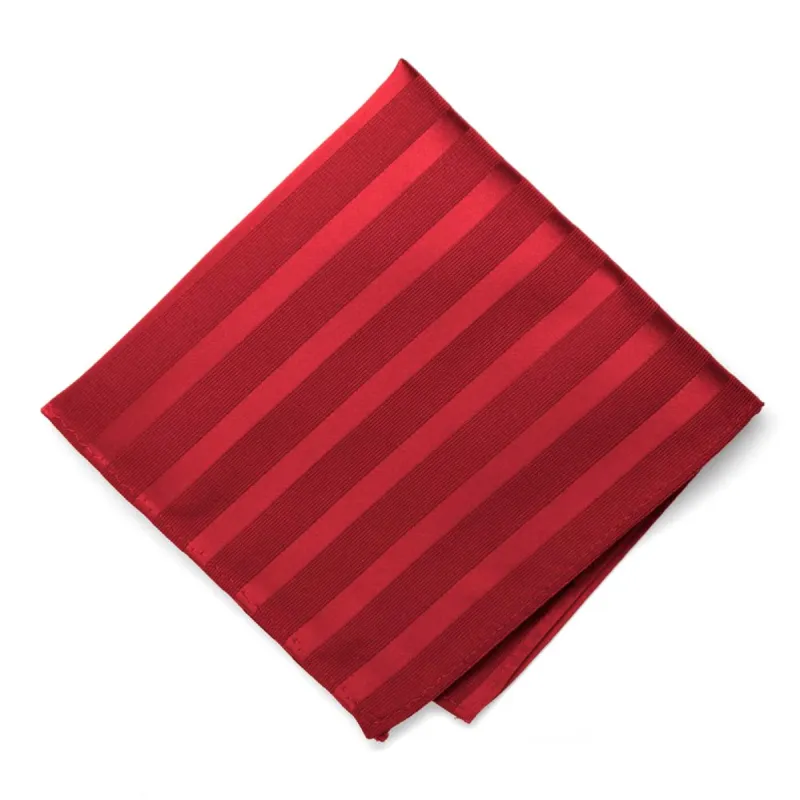 Red Elite Striped Pocket Square sold by TieMart