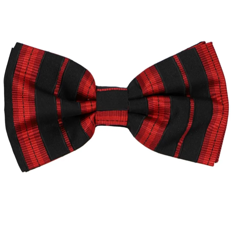 Red and Black Gallatin Striped Bow Tie sold by TieMart