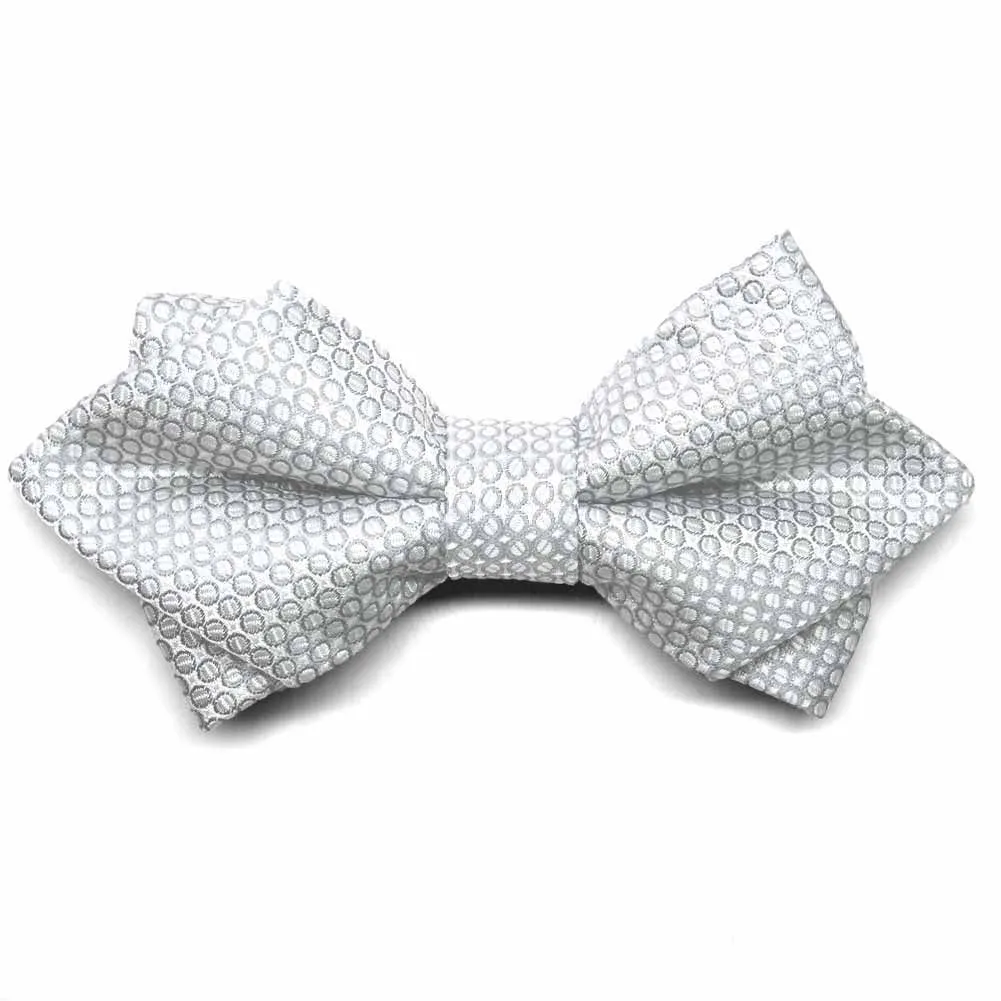 Soft Gray Henry Grain Pattern Diamond Tip Bow Tie sold by TieMart