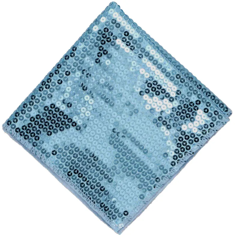 Light Blue Sequin Pocket Square sold by TieMart