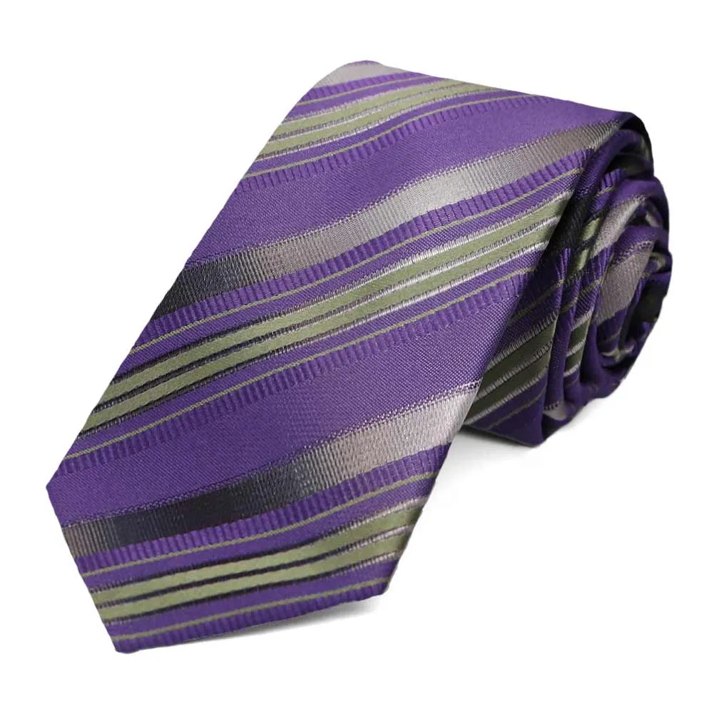 Purple Blackshear Striped Slim Necktie sold by TieMart
