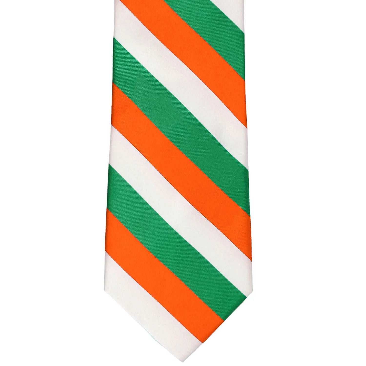 Orange, White and Kelly Green Striped Tie sold by TieMart product image thumbnail 3