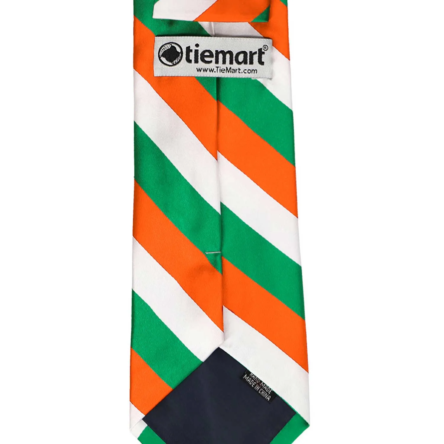 Orange, White and Kelly Green Striped Tie sold by TieMart product image thumbnail 4