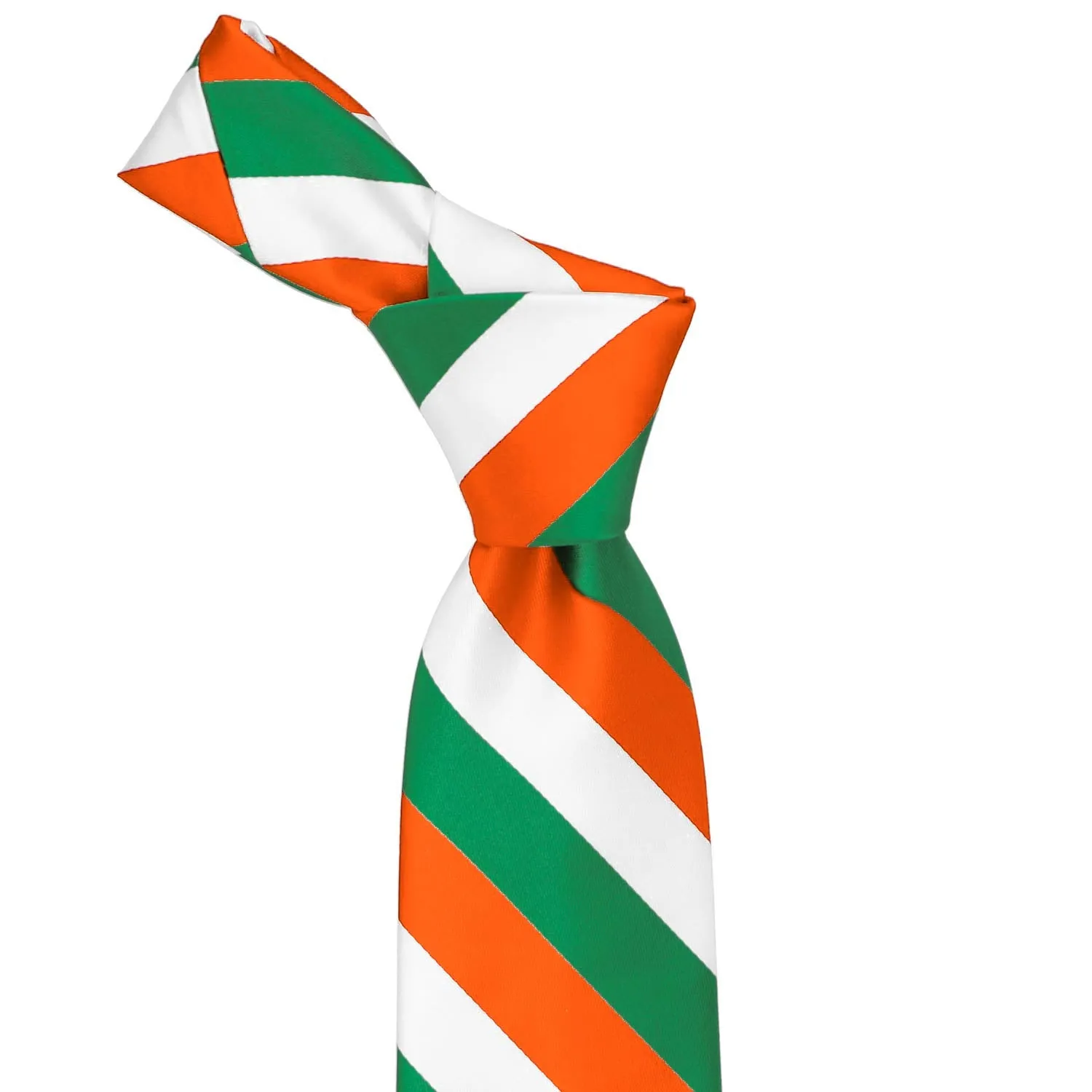 Orange, White and Kelly Green Striped Tie sold by TieMart product image thumbnail 2
