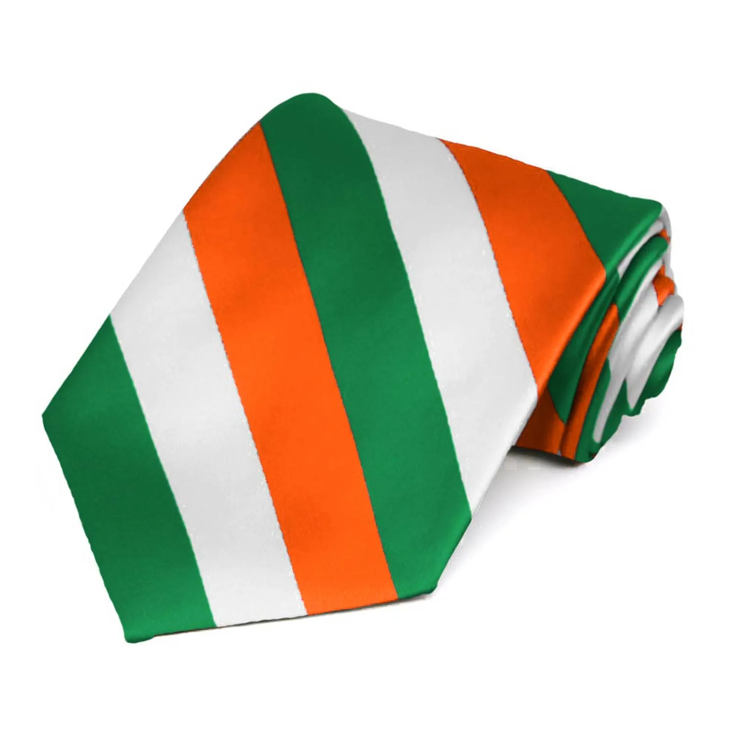 Orange, White and Kelly Green Striped Tie sold by TieMart