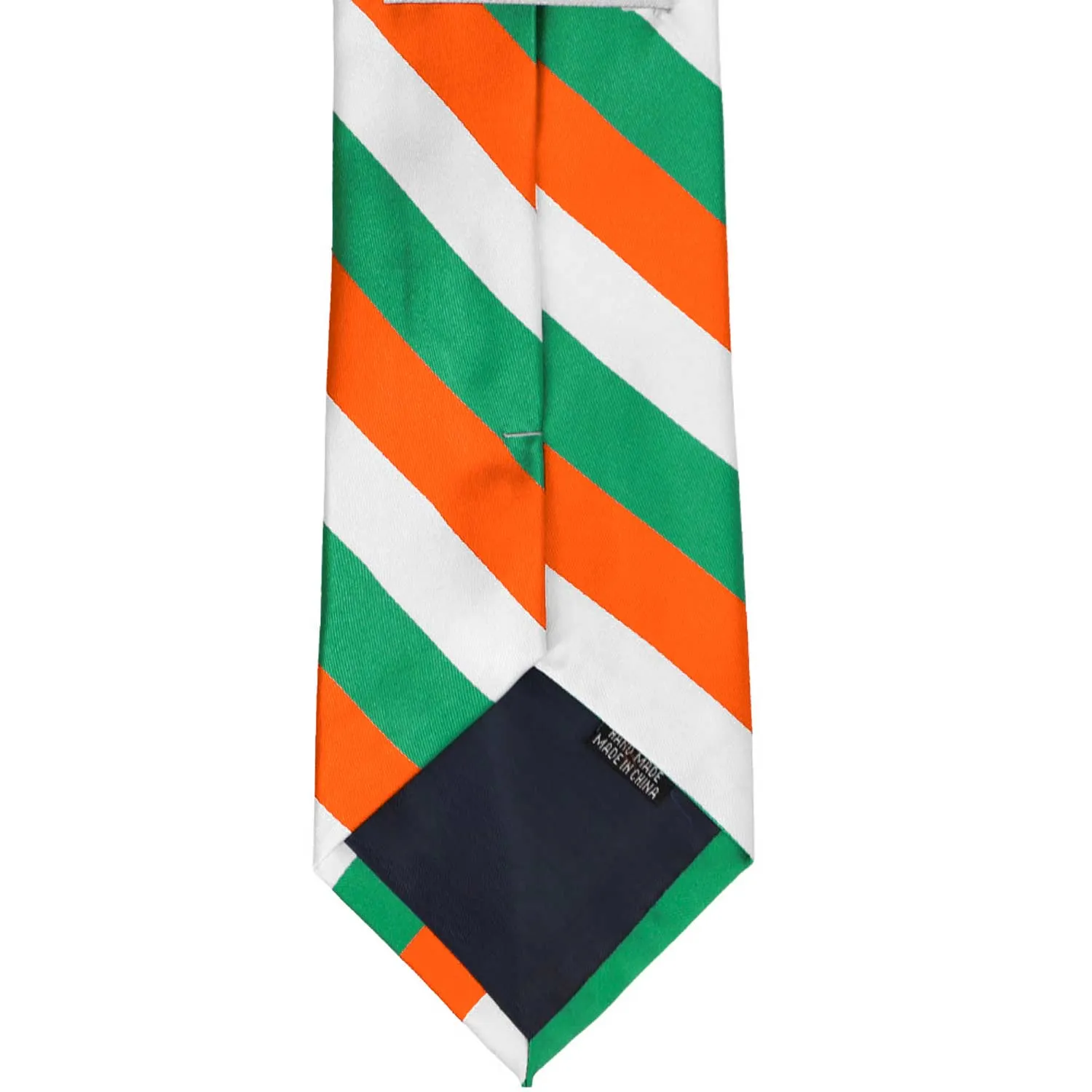 Orange, White and Kelly Green Striped Tie sold by TieMart product image thumbnail 5