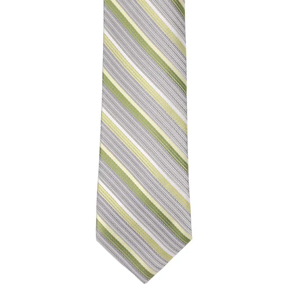 Aloe Green Mathew Striped Silk Slim Necktie sold by TieMart product image thumbnail 2