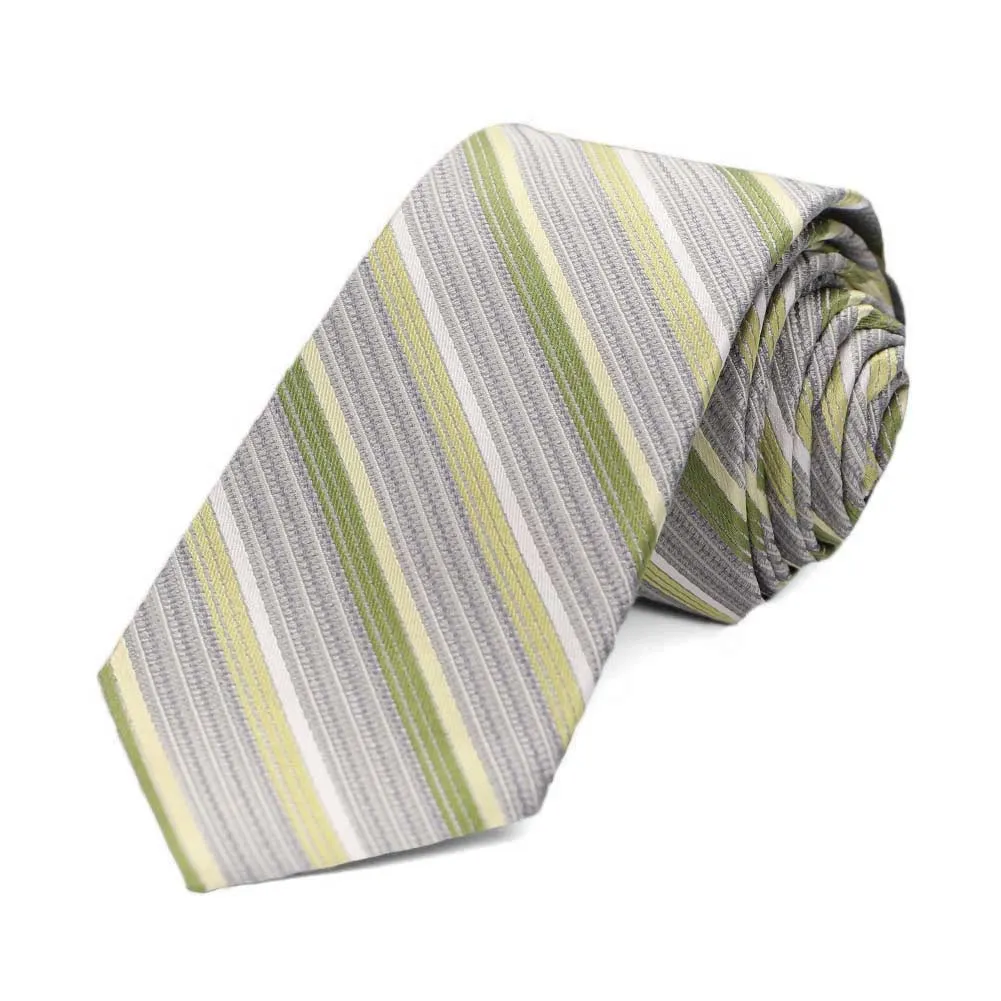 Aloe Green Mathew Striped Silk Slim Necktie sold by TieMart