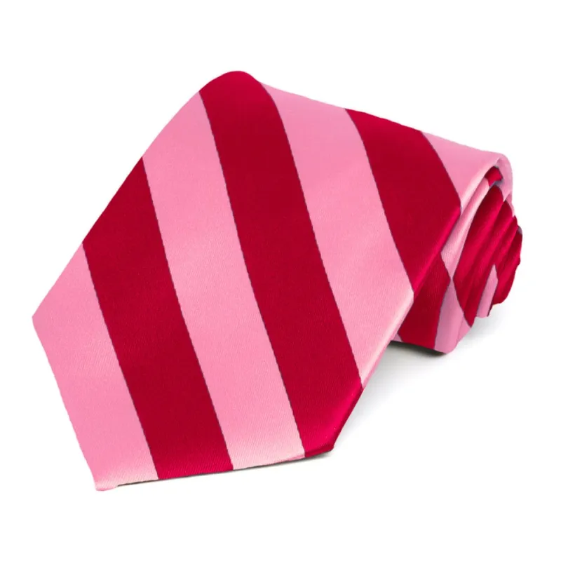 Pink and Red Striped Tie sold by TieMart