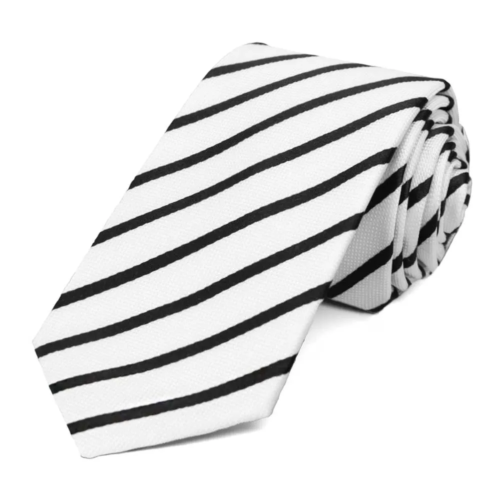 White Barkley Striped Slim Necktie sold by TieMart