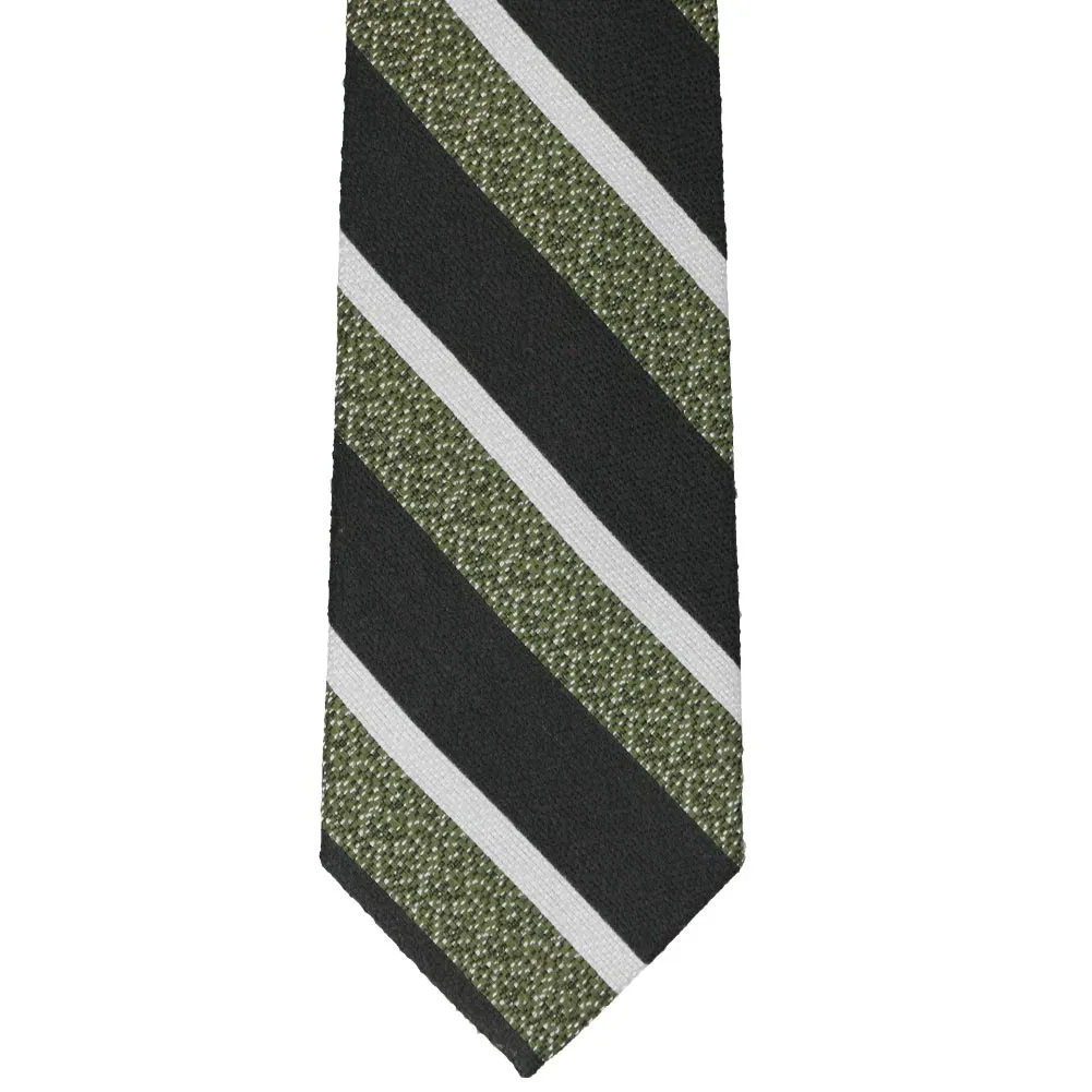 Green and Black Accountant Striped Wool/Silk Necktie sold by TieMart product image thumbnail 2