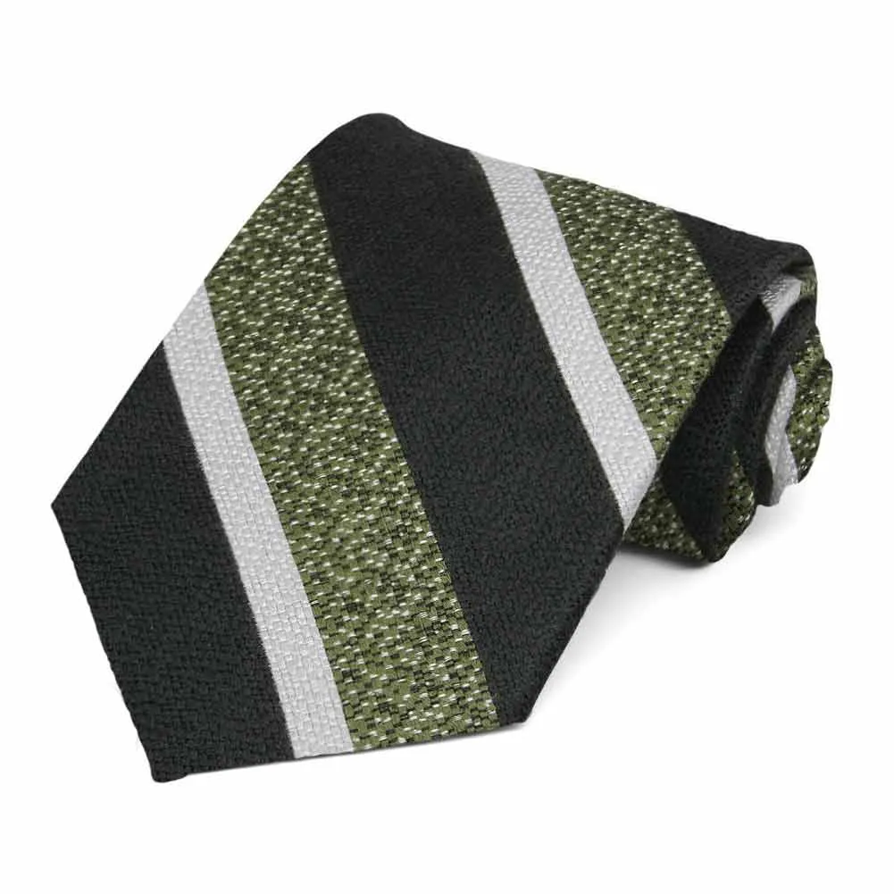 Green and Black Accountant Striped Wool/Silk Necktie sold by TieMart